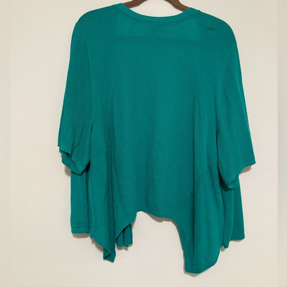 Catherines 2X Slouchy Cardigan Sweater Kelly Green Open Front Short Sleeve - Picture 7 of 8